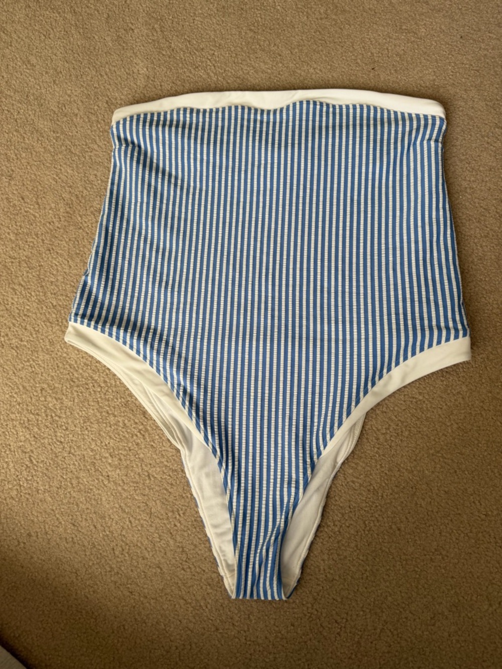 Abercrombie & Fitch White Swim Bottom with Blue Stripes